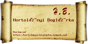 Hortolányi Boglárka névjegykártya